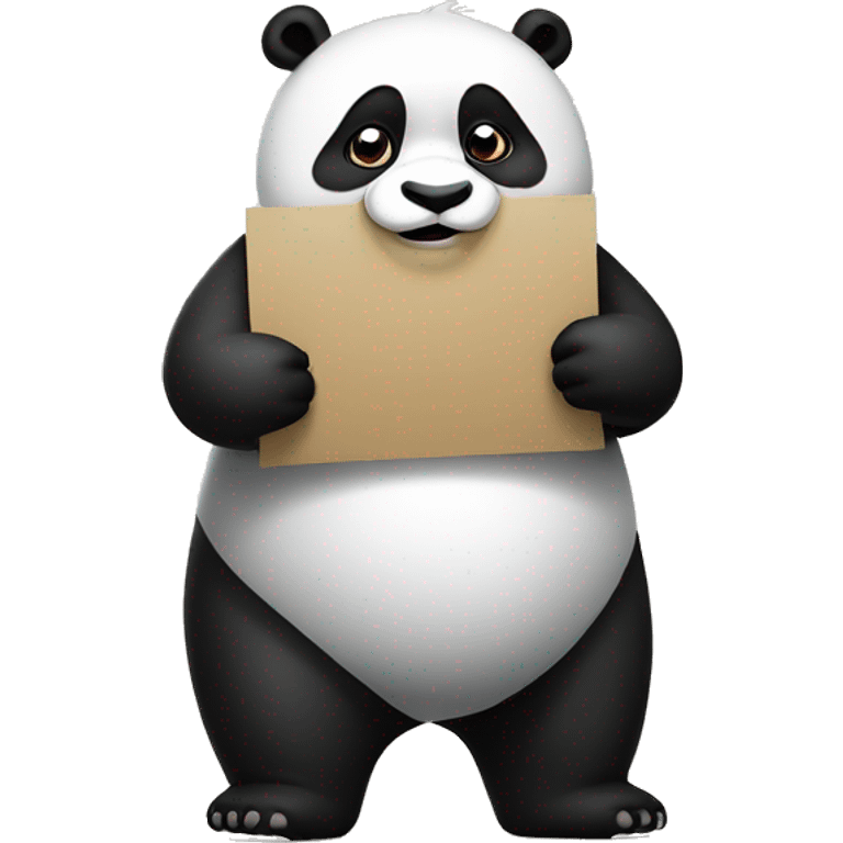 A fat panda holding a sign that says SAD emoji