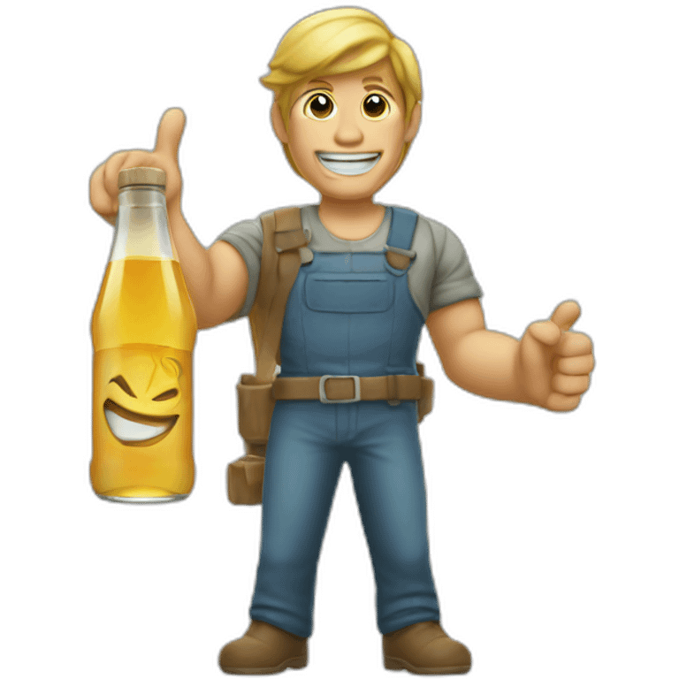 Bottle Apple Juice making victory sign emoji