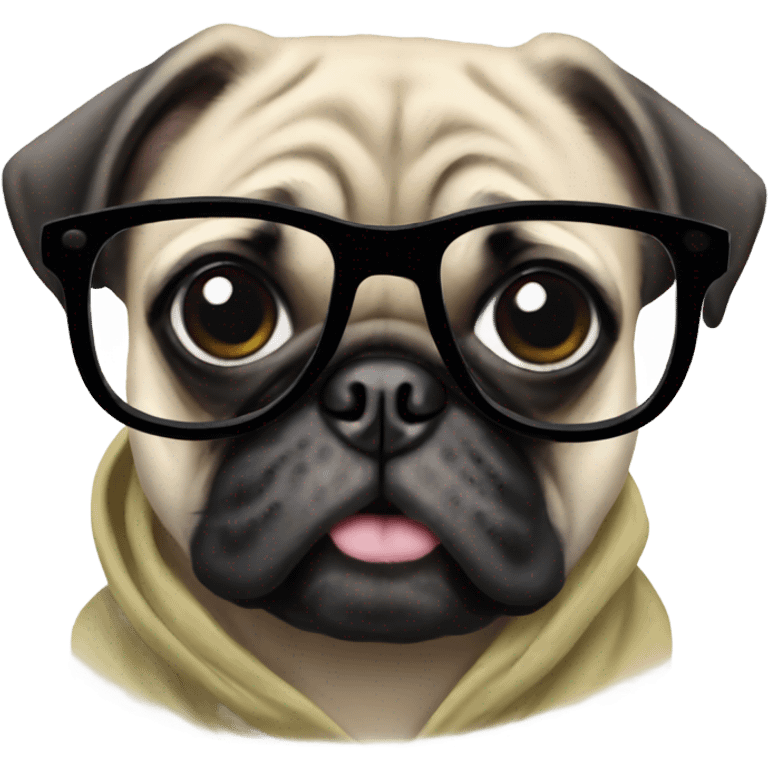 Pug with glasses and hoodie emoji