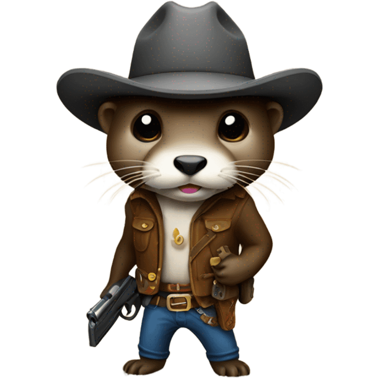 Gun toting otter with a cowboy hat emoji