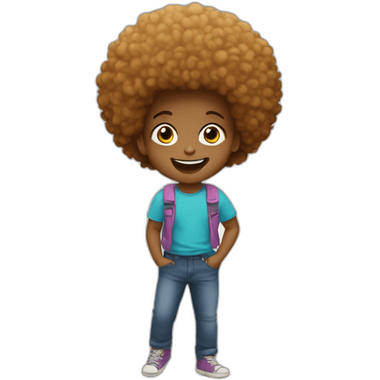 afro happy child emoji