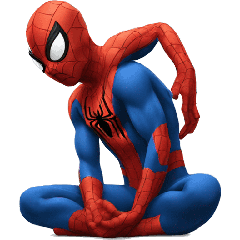 Spiderman doing a meditation emoji