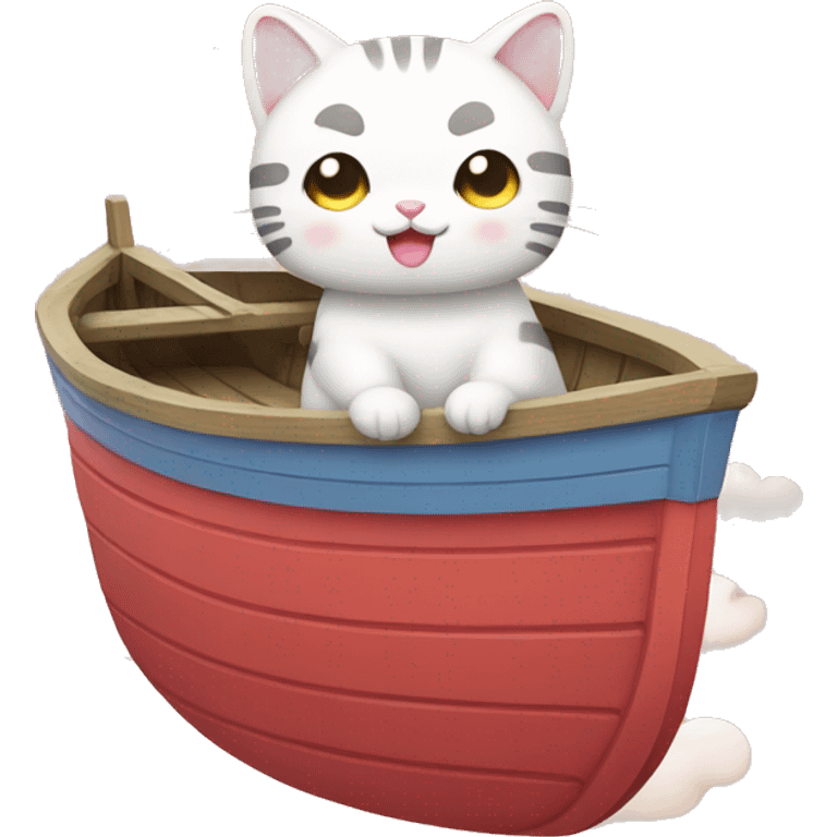 kawaii japan cat on boat emoji