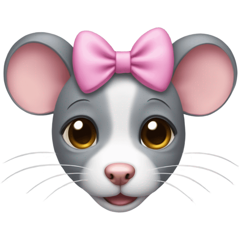 Rat with big puppy eyes with a pink bow on his head emoji