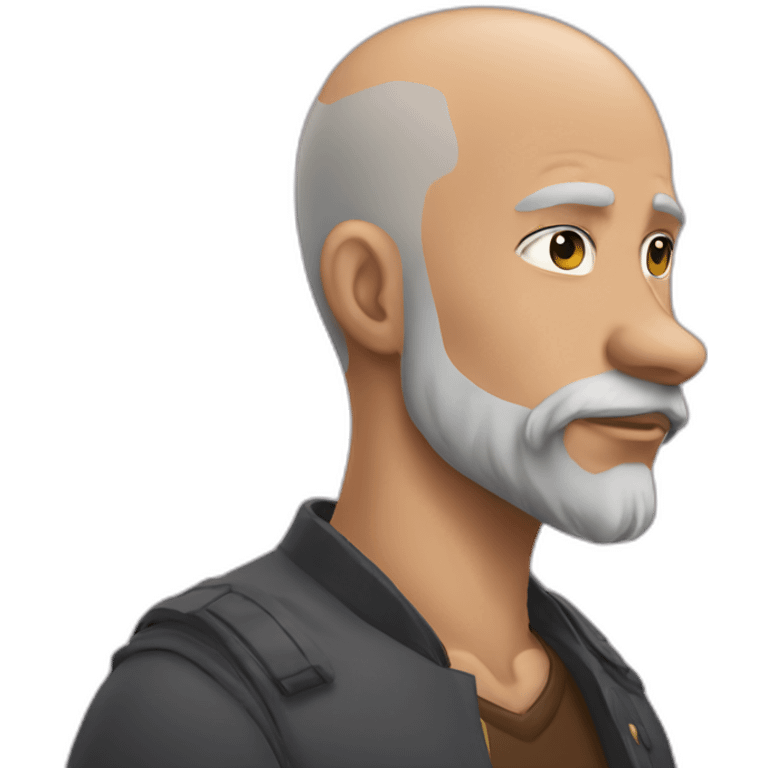 Bald bearded man wolf eclair emoji