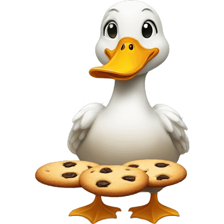 A duck eating a cookie emoji