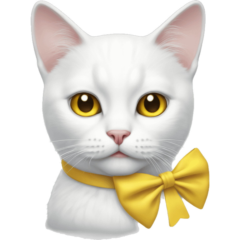 white cat w bow and yellow nose emoji