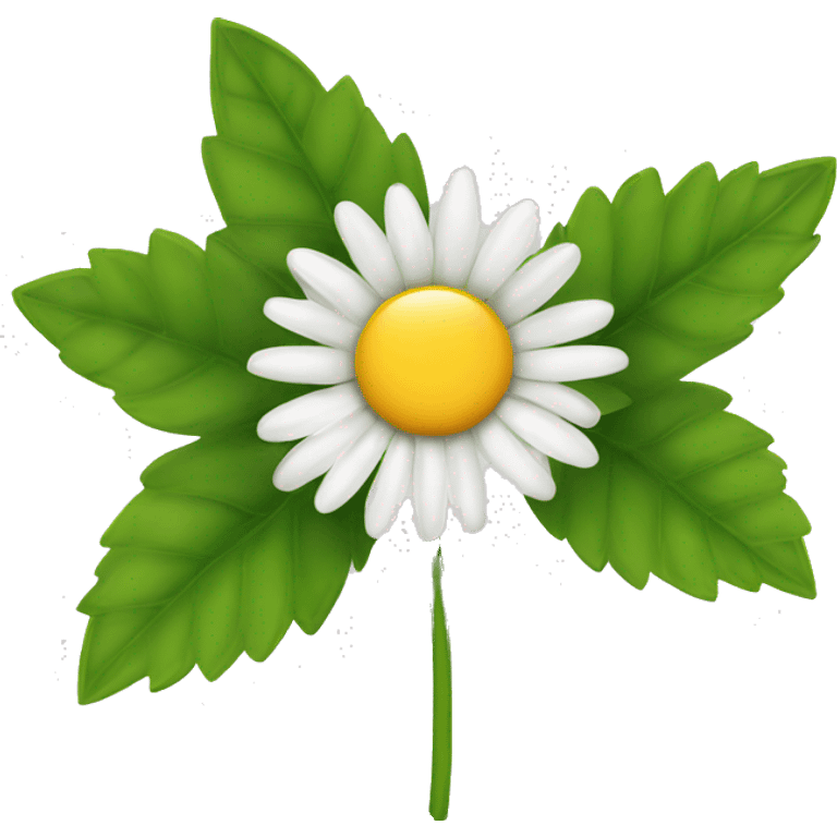 Single daisy flower with leaves and stem emoji