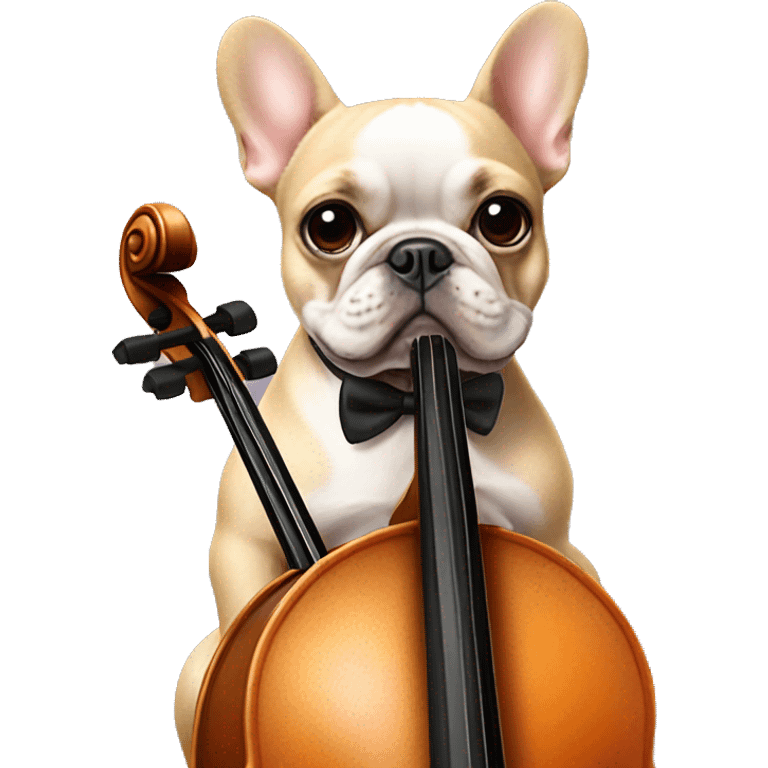 French bulldog playing cello emoji