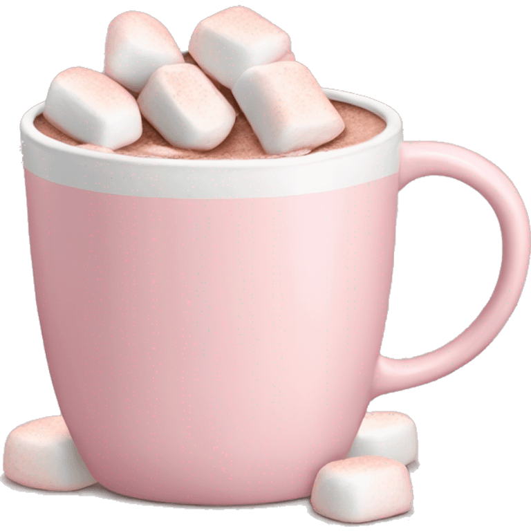 Light Pink mug of hot chocolate with marshmallows  emoji