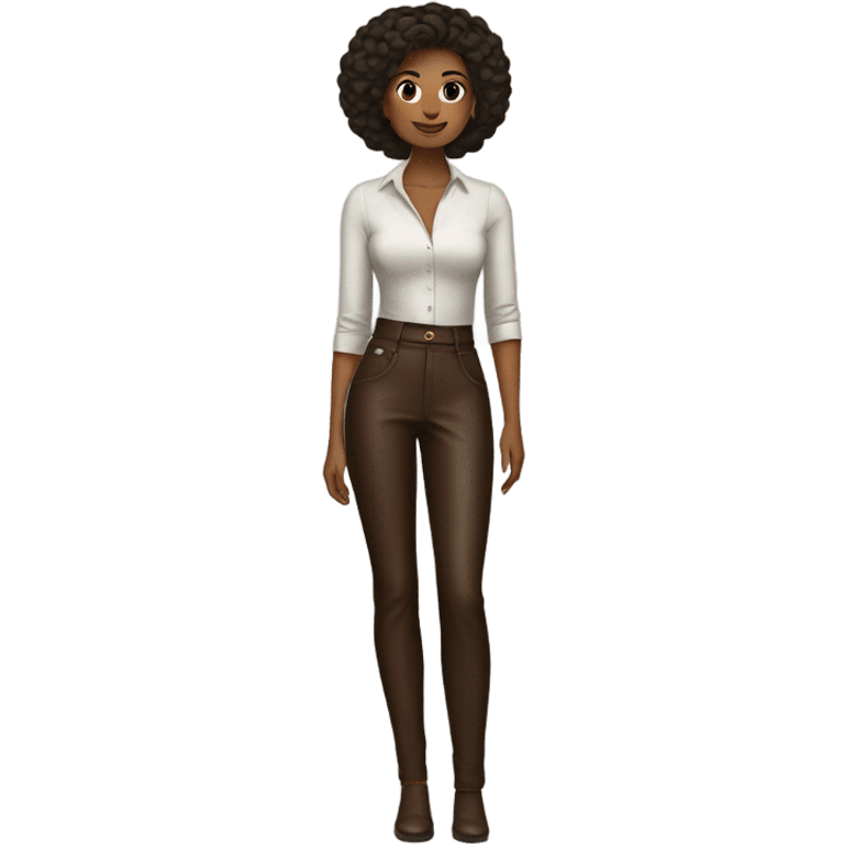 Dark brown High waisted leather pants emoji