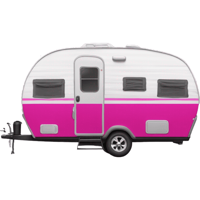 Realistic fuschia camping travel trailer isolated.  emoji