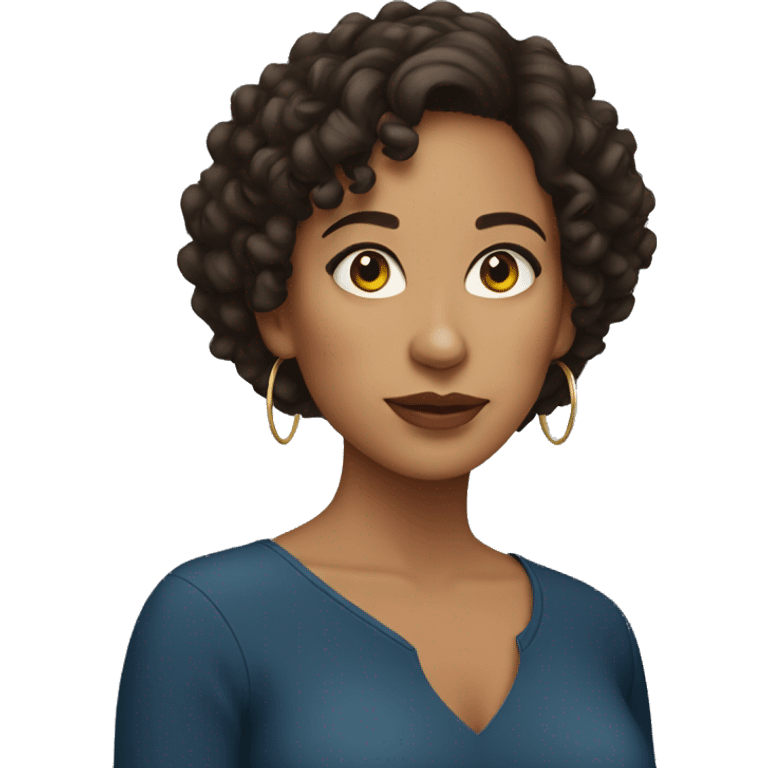 latina with short curly hair and hoop earrings emoji