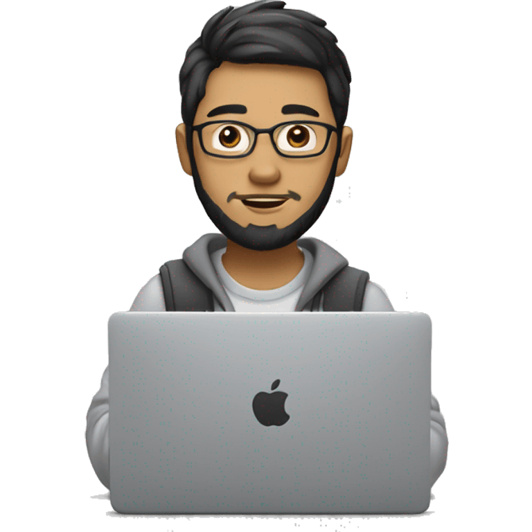 student Asian Person with beard working on macbook laptop emoji