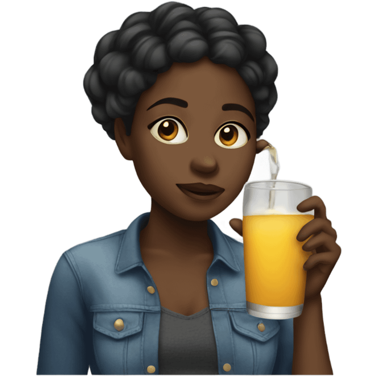 black girl drinking emoji