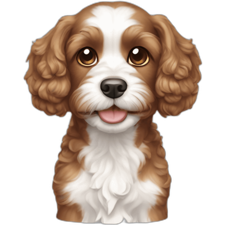 Brown Cavapoo with white mouse and straight ears emoji