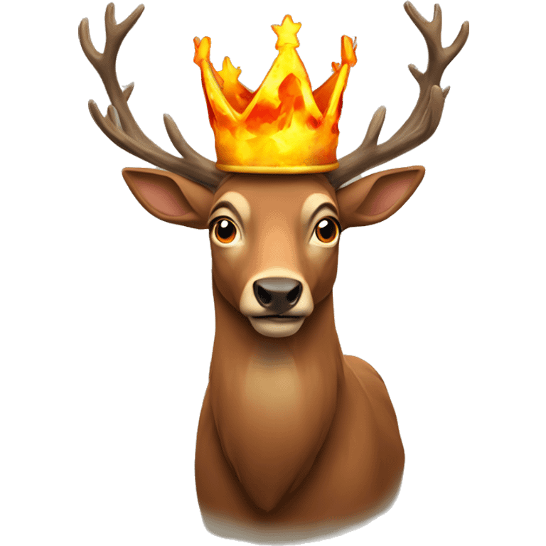 A stag in a crown of fire emoji