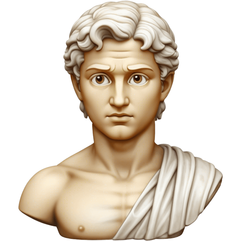 Cinematic Realistic Michelangelo's David Sculpture Emoji, depicted as a masterful Renaissance statue with idealized proportions and a serene noble expression, rendered with lifelike marble textures and soft classical lighting that captures its timeless beauty. emoji