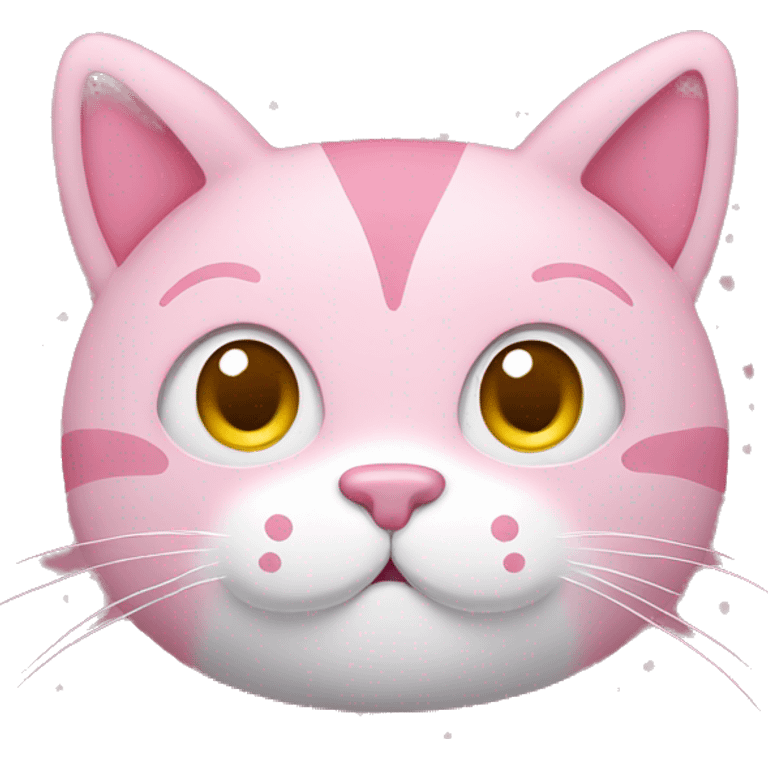 pink cat plush with heart shaped nose and white polka-dots emoji