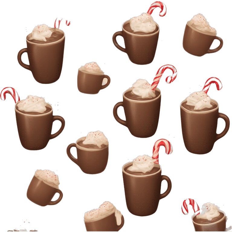 Cup of hot chocolate with candy cane in it. Brown cup  light colors  emoji