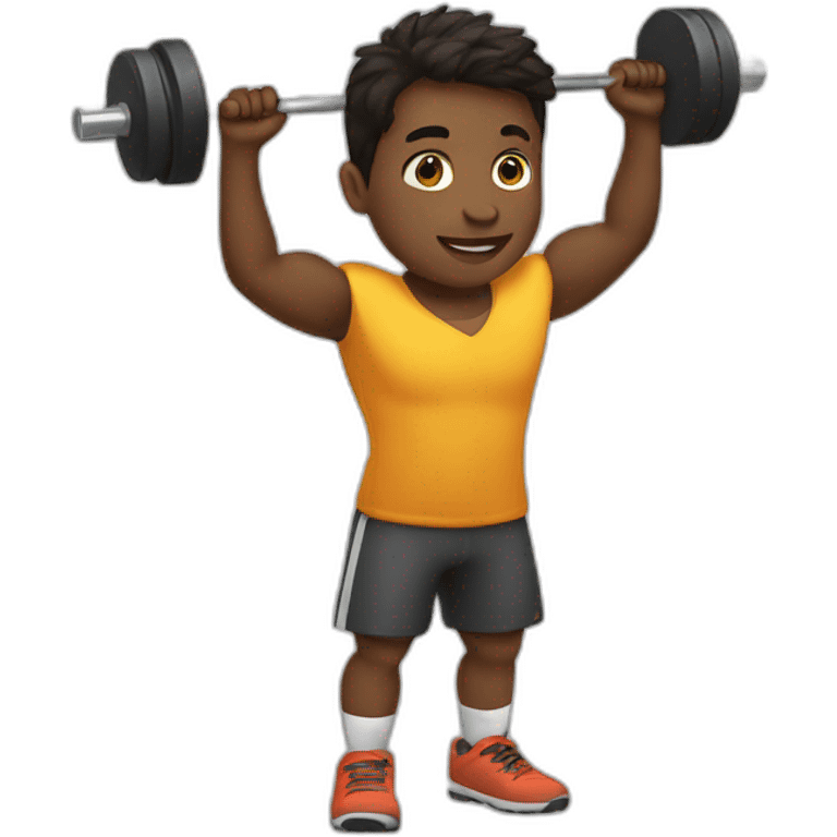 kid with weights while playing football emoji