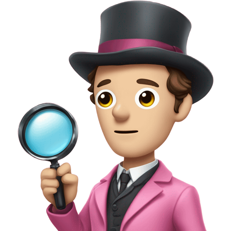 Benedict Cumberbatch-like Sherlock Holmes all in all intensive pink suit holding magnifying glass, upper body emoji