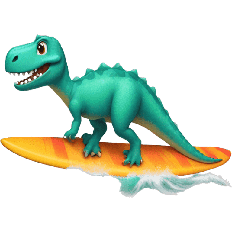 Dinosaur on a surf with bikini emoji