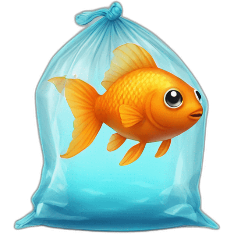 small cute orange fish in a plastic bag emoji