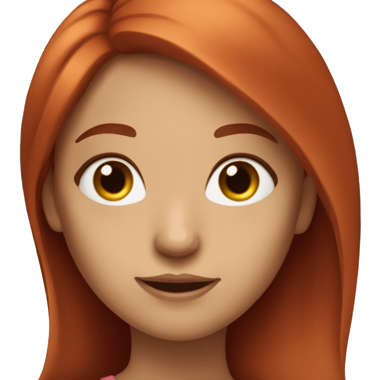 a girl with long red hair, brown eyes and eyelashes emoji