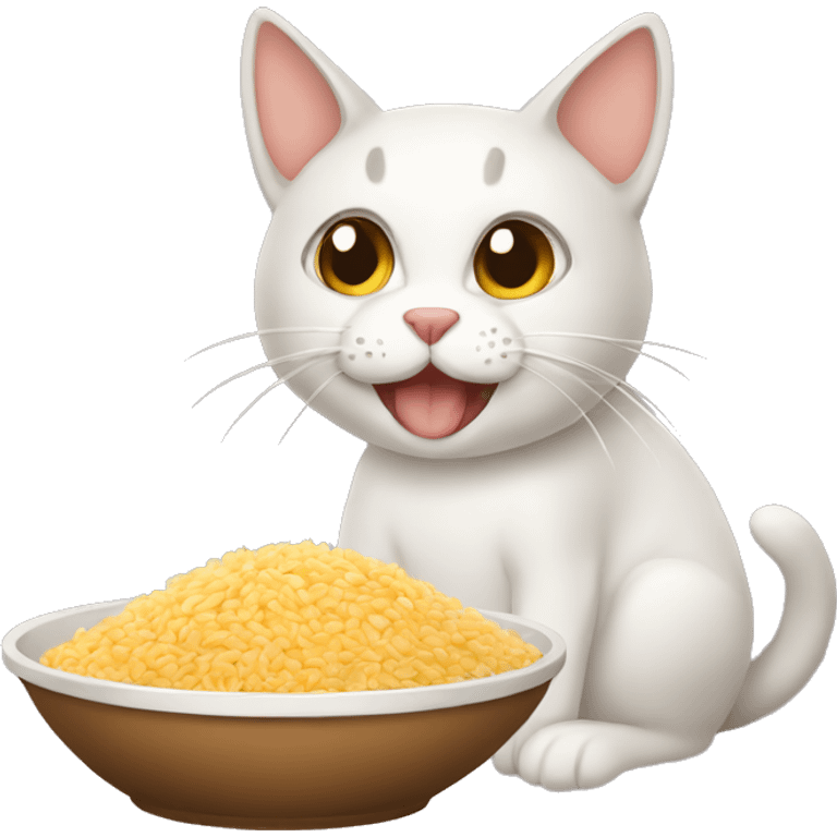 Gato comiendo arroz emoji