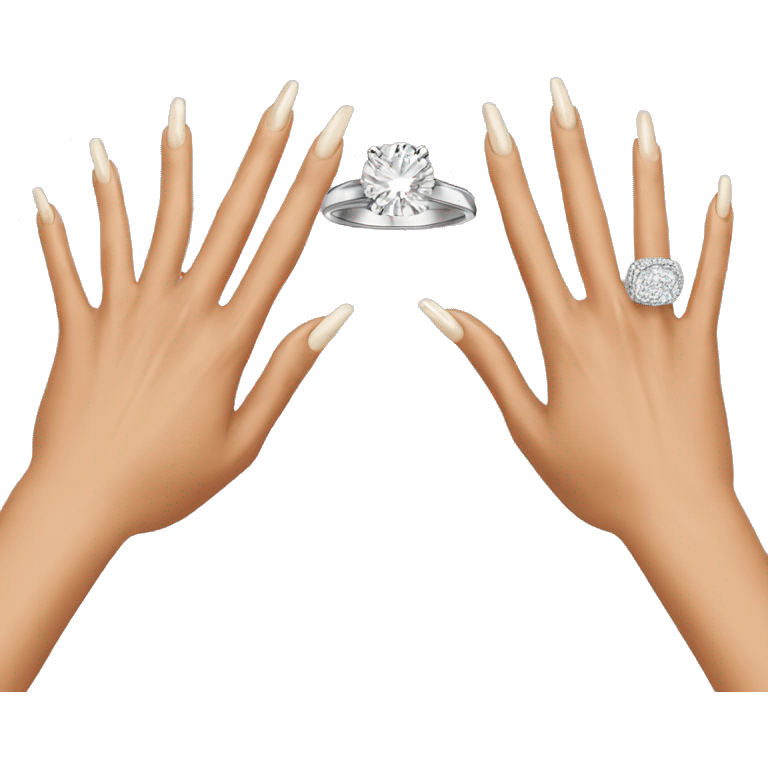 woman's hand with a super expensive ring on the ring finger emoji