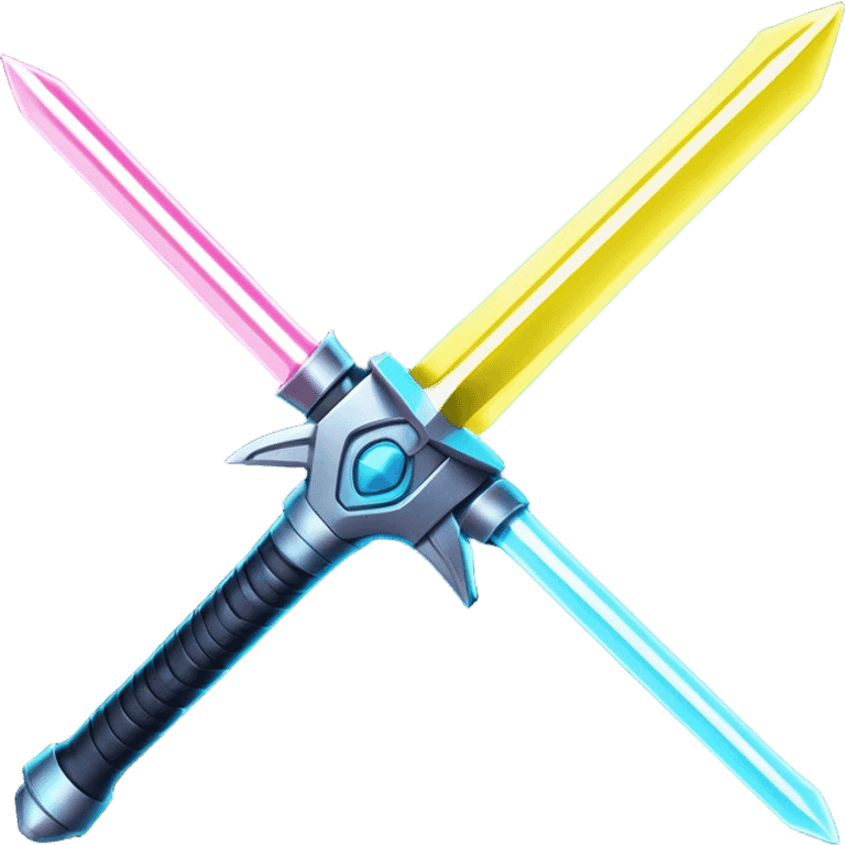 Clash of Clans aesthetic: Cinematic Playful Laser Sword Emoji, rendered in a 3D vector-style similar to standard emojis with minimal shading and bold, simplified shapes. A compact, vibrant energy blade with a neon-hued, glowing edge and futuristic hilt, softly glowing with a radiant cosmic charm. Simplified yet unmistakably iconic, highly detailed and consistent, glowing with a soft pulsating brilliance and high shine. Stylized with a touch of interstellar elegance and a soft glowing outline, capturing the essence of a legendary energy blade with a friendly, playful manner! emoji