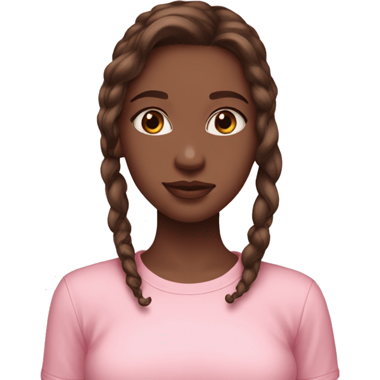 pretty girl with fair skin and brown hair in pink shirt coquette aesthetic  emoji