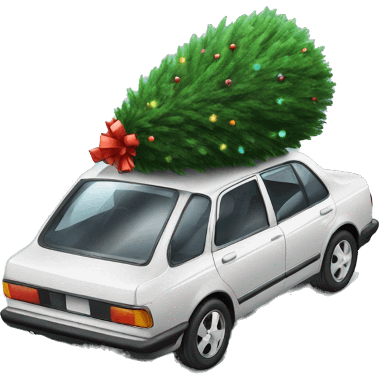 car with christmas tree emoji