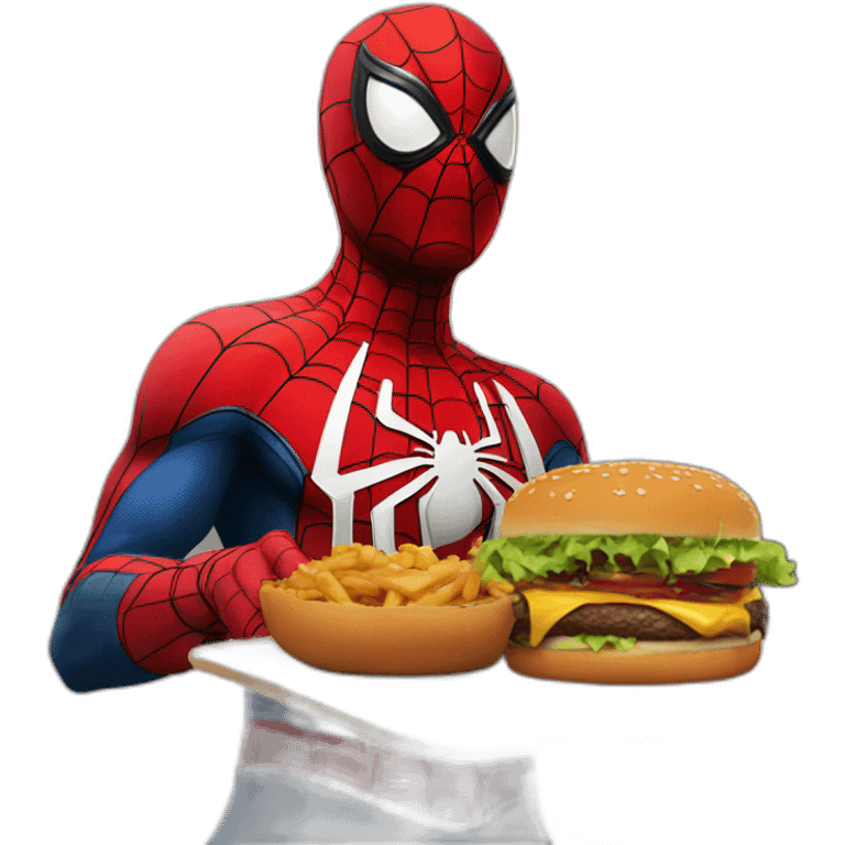 Spider-Man qui mange un hamburger emoji