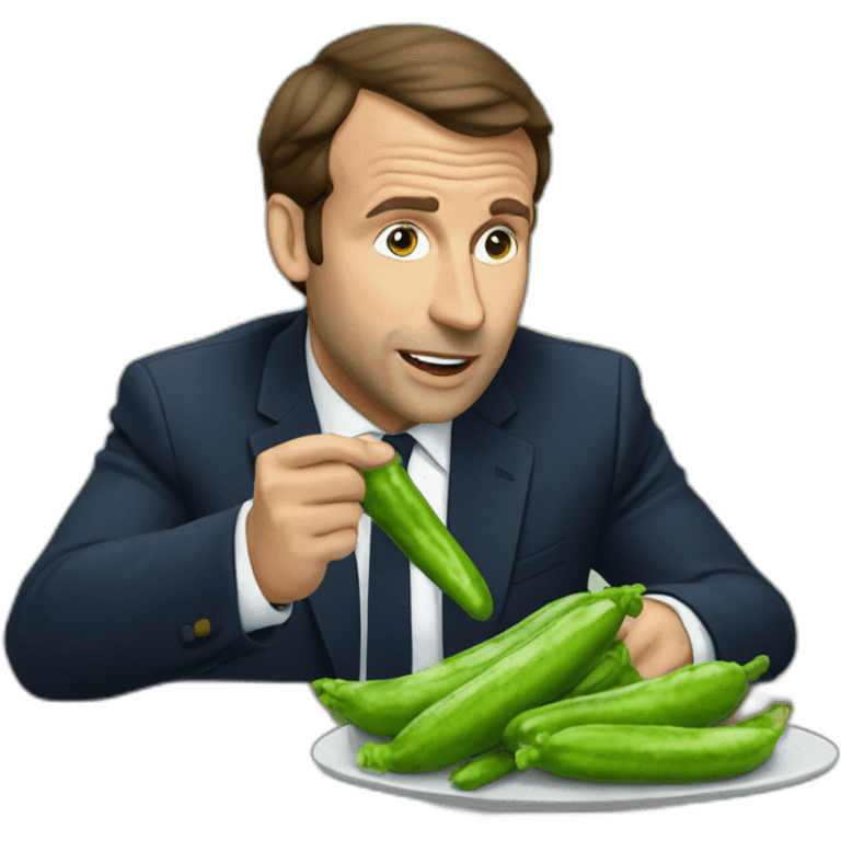 Macron eating Cornichon emoji