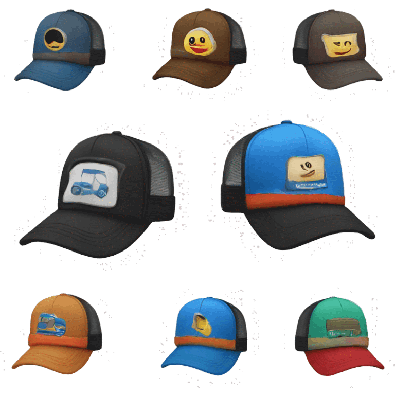 trucker hat with patches emoji