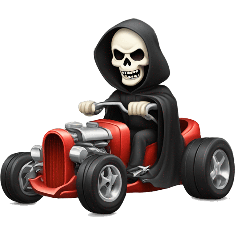 cartoon reaper driveing a hotrod  emoji