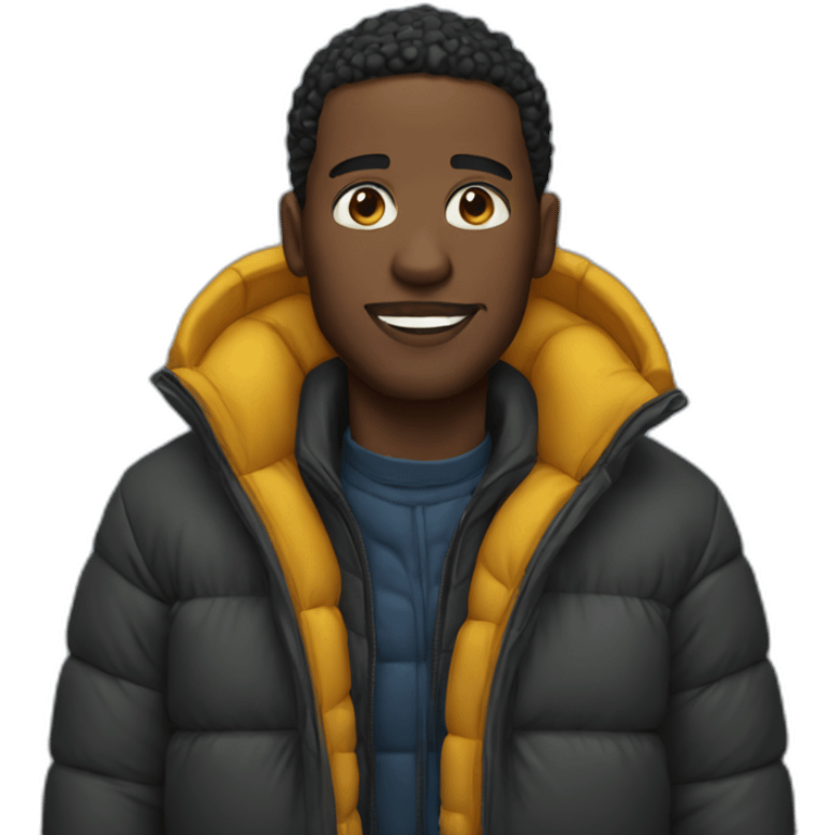 Black man wearing a puffer jacket  emoji