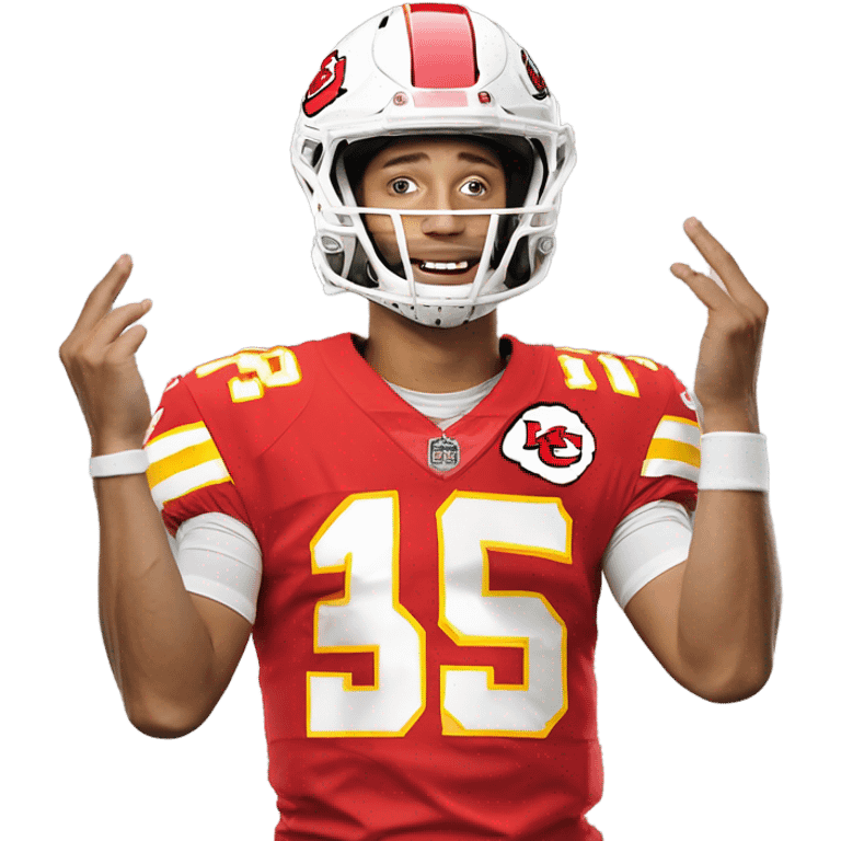 Kermit the frog dressed as Patrick mahomes emoji