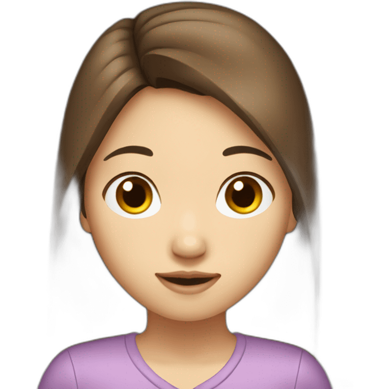 Asian girl with long brown hair computer emoji