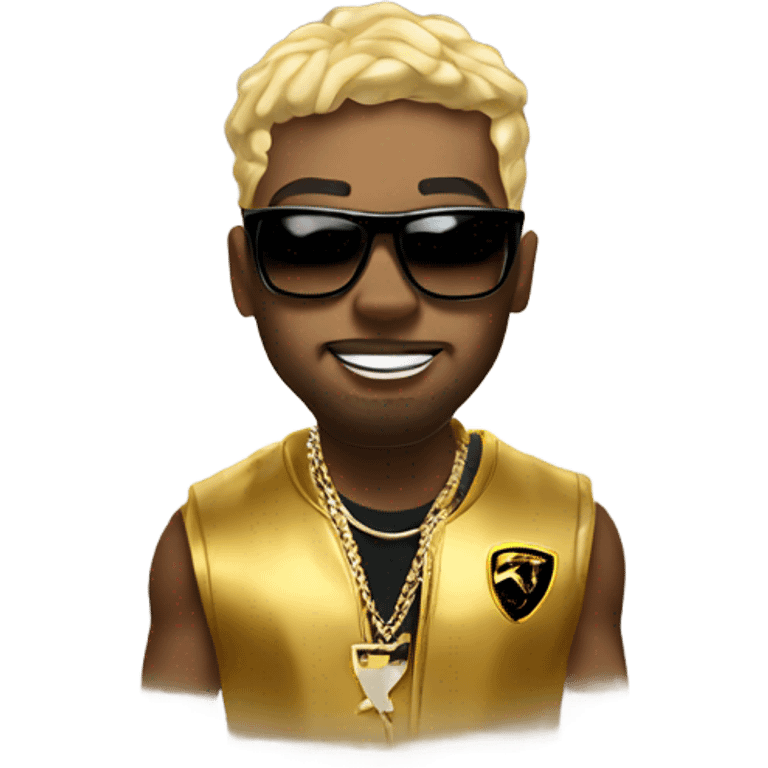 Rapper on gold Lamborghini emoji