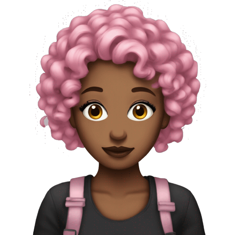 girl with pink curly hair and smoky black eyeshadow emoji