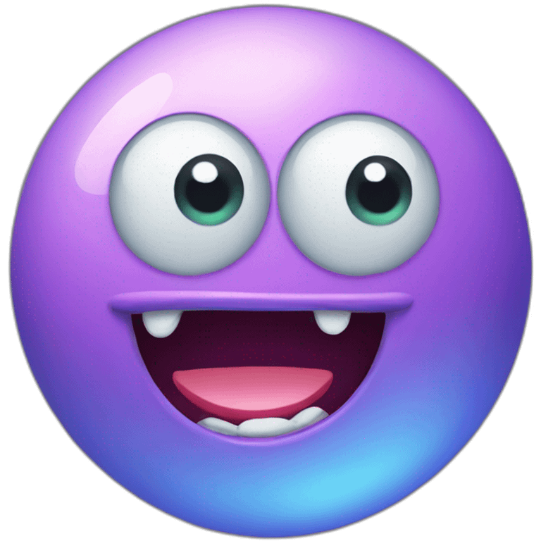 3d sphere with a cartoon Slime skin texture with big kind eyes emoji