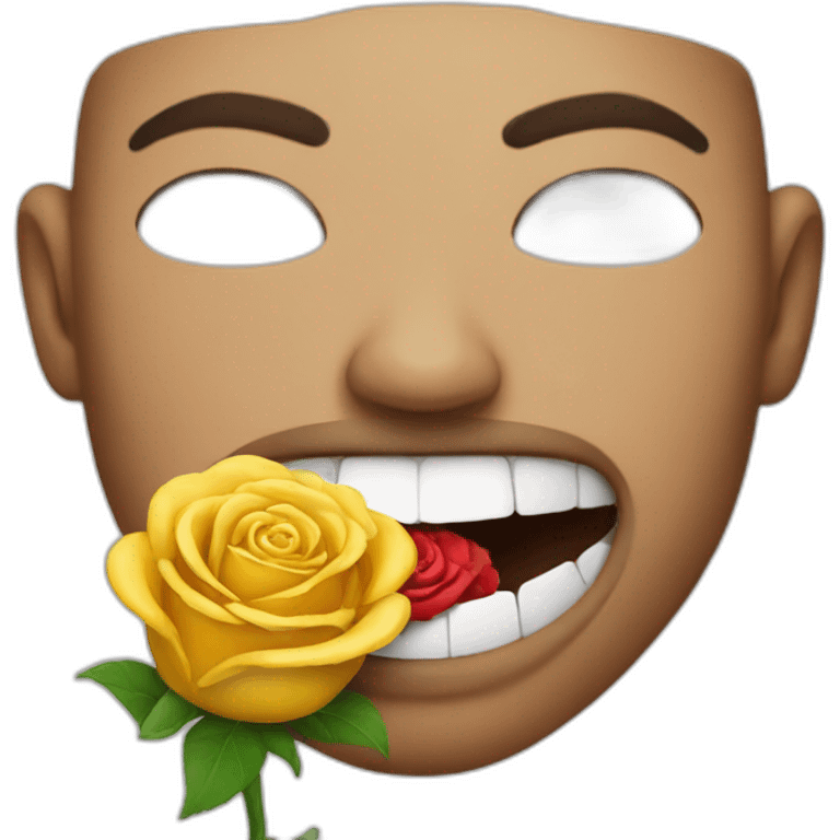 man biting rose in his mouth emoji