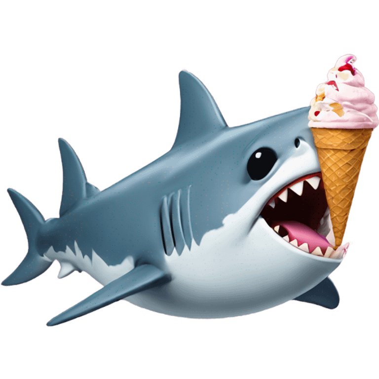 shark eating an ice cream with sunglasses  emoji