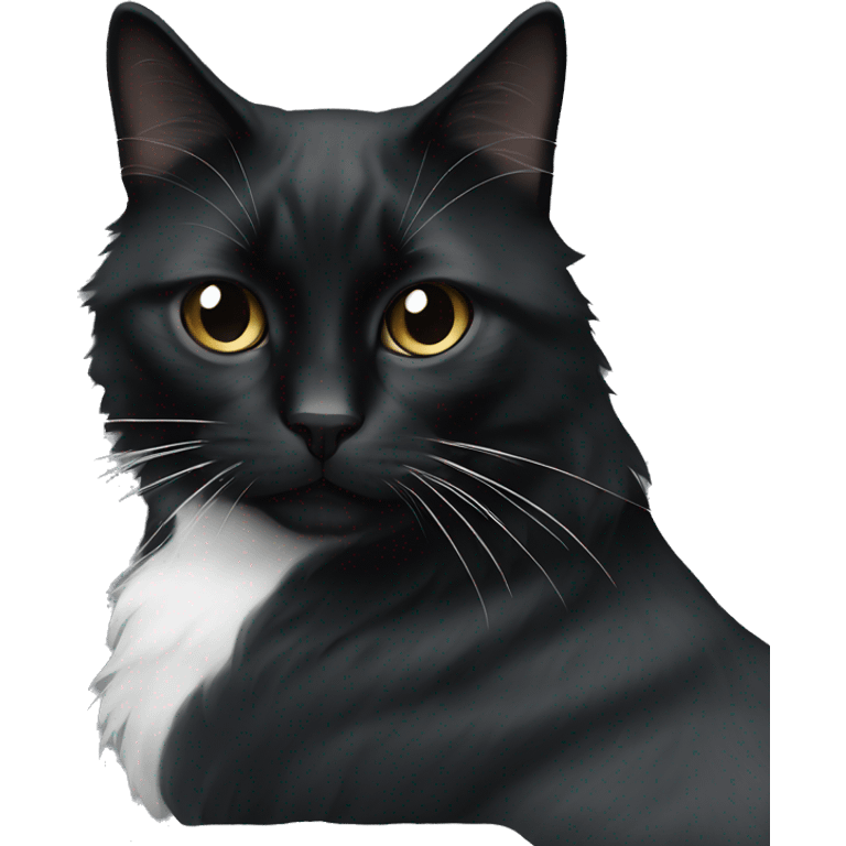 black long hair cat with black and white muzzle emoji