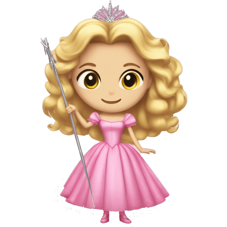 Glinda the good from Wicked in her  iconic pink dress and her wand emoji