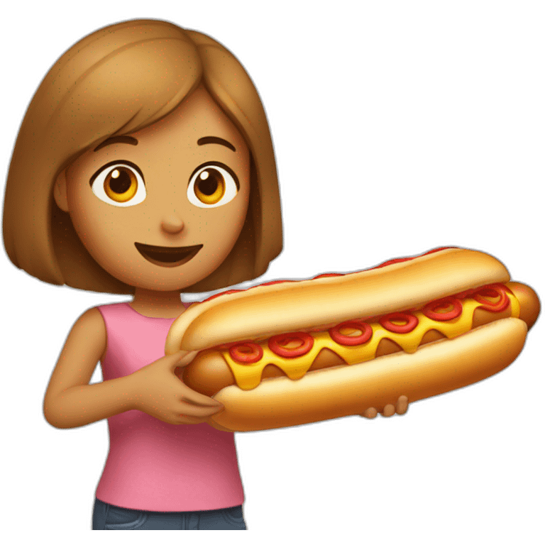 girl holding large hotdog emoji