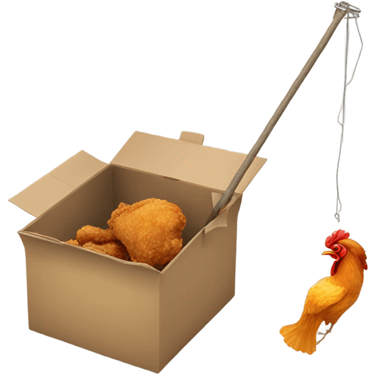 box trap with a stick holding it up and fried chiken as bait emoji